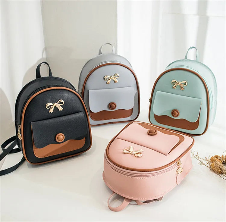 Leather Shoulder Bag for Teenage Girls Multi-Function Mini Backpack