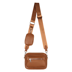 Leather Shoulder Bags Hand Crossbody Bags Soft Square Zipper with Small Purse