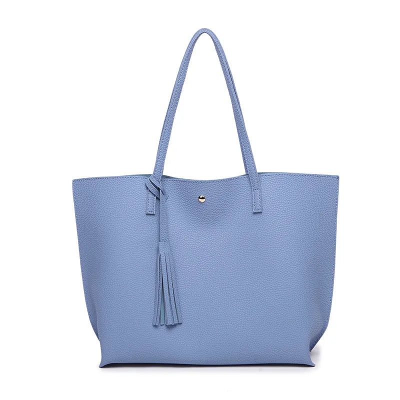 Women Leather Tote Bag Large Capacity PU Handbag