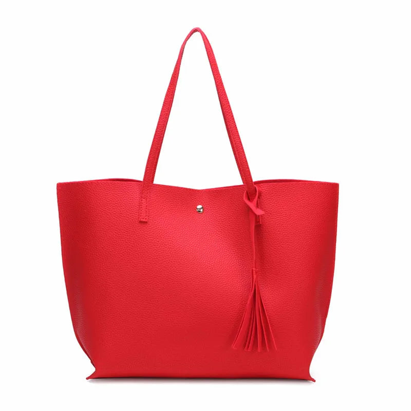 Women Leather Tote Bag Large Capacity PU Handbag