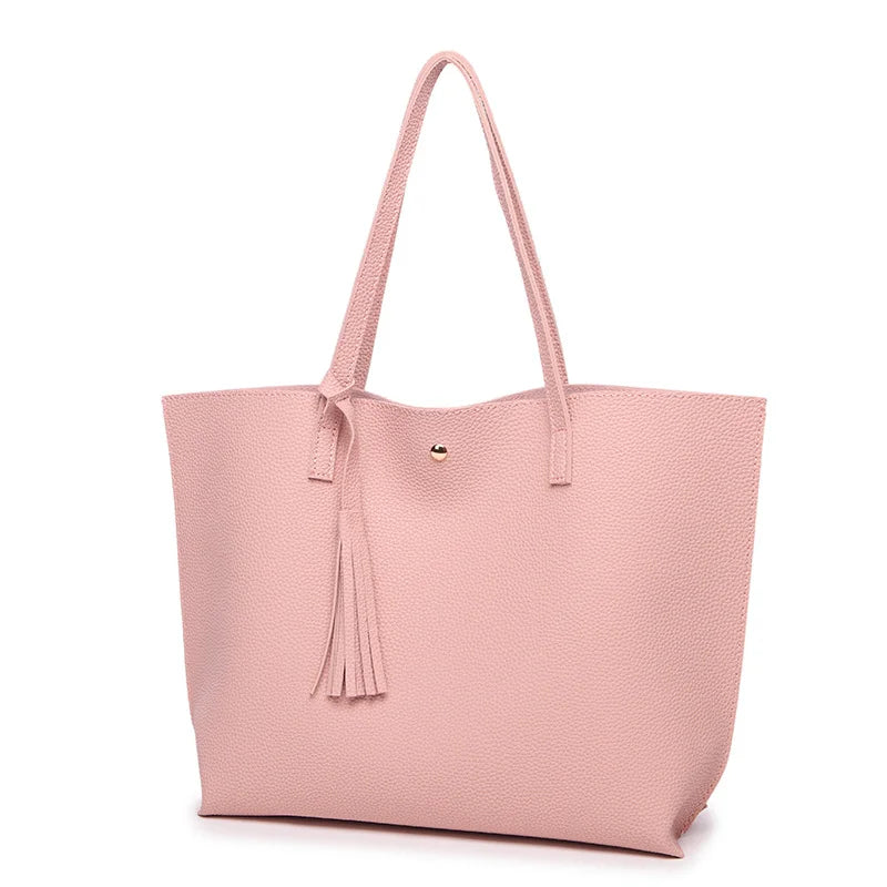 Women Leather Tote Bag Large Capacity PU Handbag