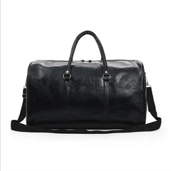 Large Leather Travel Duffle Bag Zipper Shoulder Handbag Men Fitness Luggage