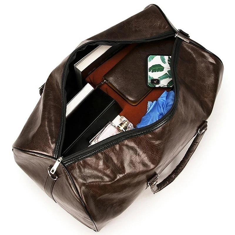 Large Duffle Travel Bag Men Zipper Pu Big Fitness Bags