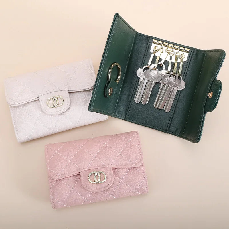 Real Cowhide Leather Wallet Key Holder Mini Purse for Women
