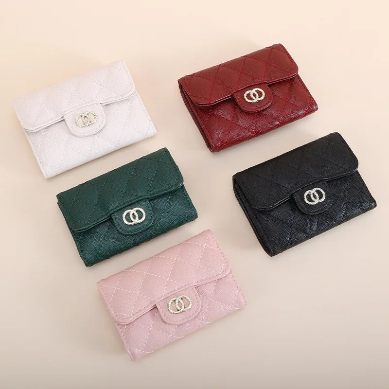Real Cowhide Leather Wallet Key Holder Mini Purse for Women
