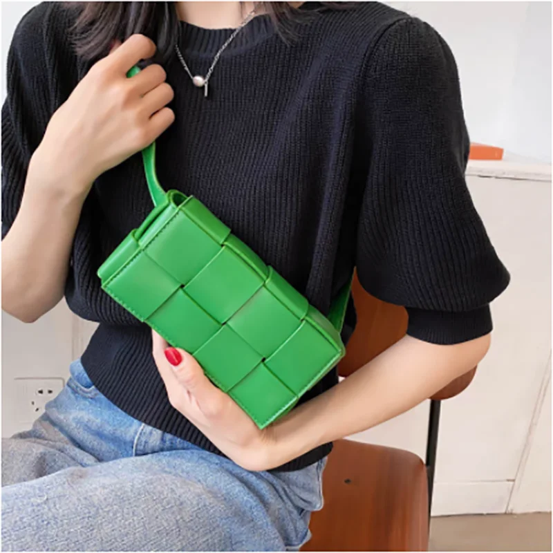 Leather Woven Waist Bag For Women