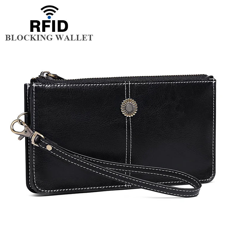 Leather Handbag Women's Wallet Large Capacity Zipper Mobile Phone Bag