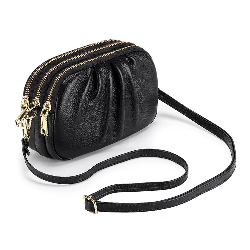 Women's Leather Messenger Bag Large Capacity Soft Shoulder Bag