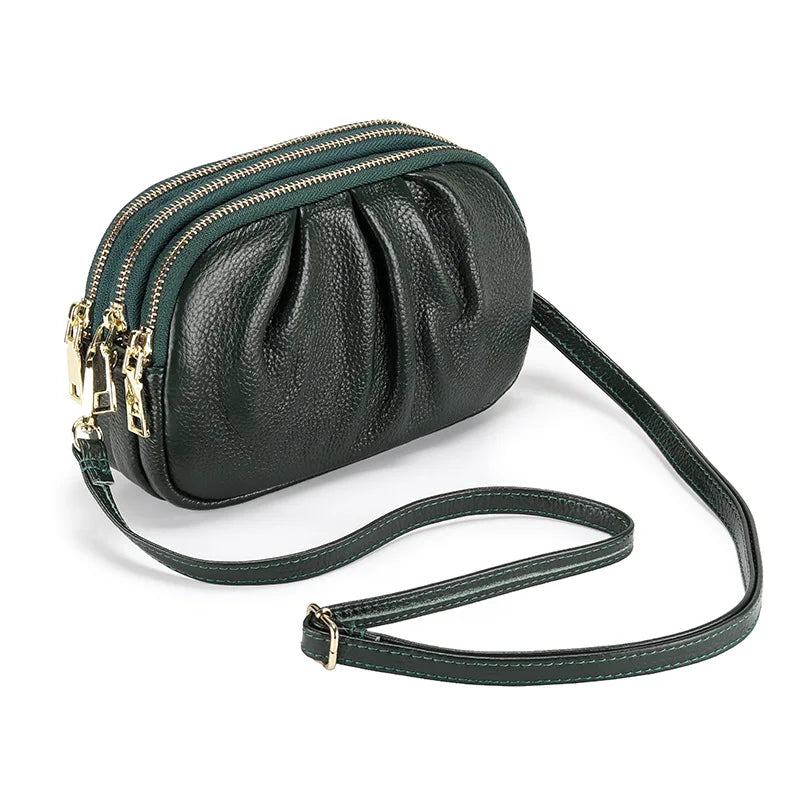 Women's Leather Messenger Bag Large Capacity Soft Shoulder Bag