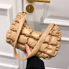 Leisure Lingge Women's Bag Check Armpit Shoulder Quilted Bag Solid Handbag