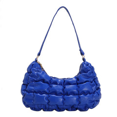 Leisure Lingge Women's Bag Check Armpit Shoulder Quilted Bag Solid Handbag