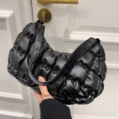 Leisure Lingge Women's Bag Check Armpit Shoulder Quilted Bag Solid Handbag