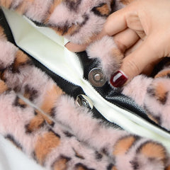 Leopard Pattern Soft Plush Shoulder Bag Winter Faux Fur Small Tote Handbags