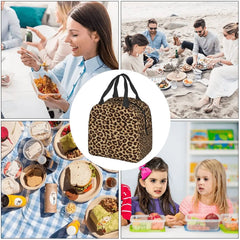 Leopard Print Lunch Bag Insulated Reusable Thermal Tote Bag for Women Men