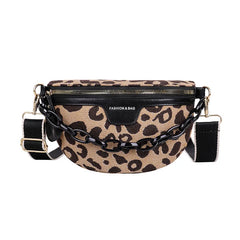 Leopard Print Zipper Waist Bag Women's Casual Vacation Chest Bag