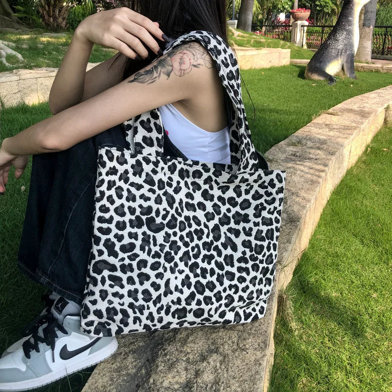 Leopard Shoulder Bags Women Large Capacity Students College Handbags