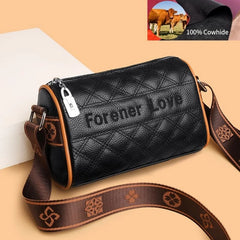 Letter Embroidered Women's Shoulder Bag Ladies Leather Pillow Messenger Bag