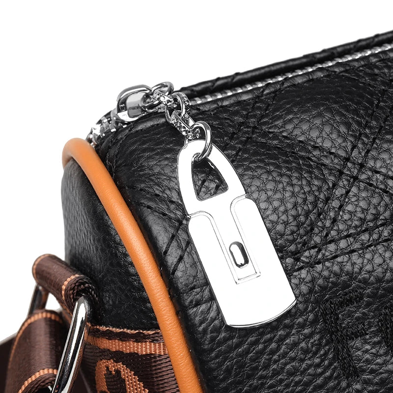 Letter Embroidered Women's Shoulder Bag Ladies Leather Pillow Messenger Bag