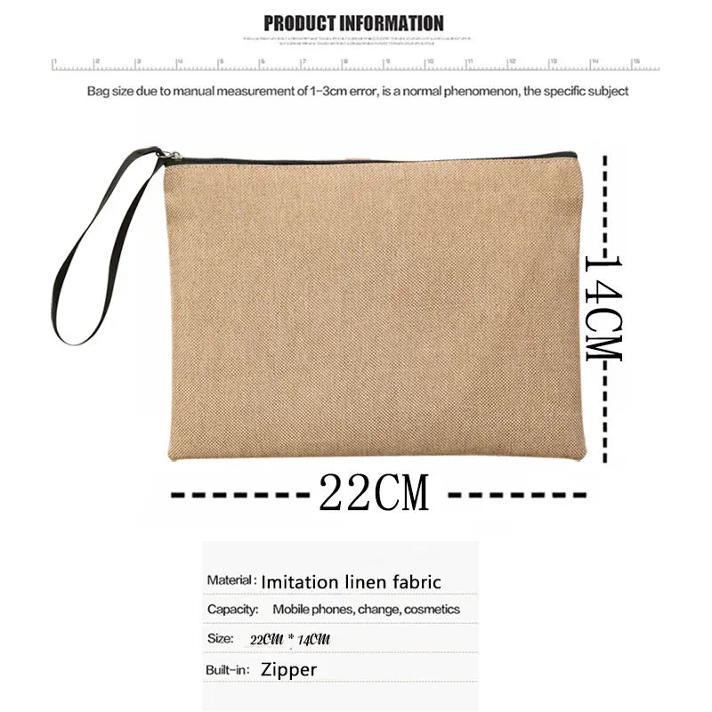 Flower Linen Makeup Clutch Bag Holiday Travel Organizer Case