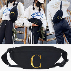 W Print Waist Bag Crossbody Bag Hip Hop Belt Bag Handbag