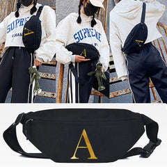 W Print Waist Bag Crossbody Bag Hip Hop Belt Bag Handbag
