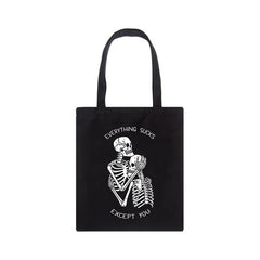 Gothic Skull Canvas Bag Japanese Cartoon Fun Women Bag Harajuku Dark Shopper