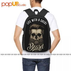 Great Beard Skull Hipster Barber Beards Backpack Sports Style