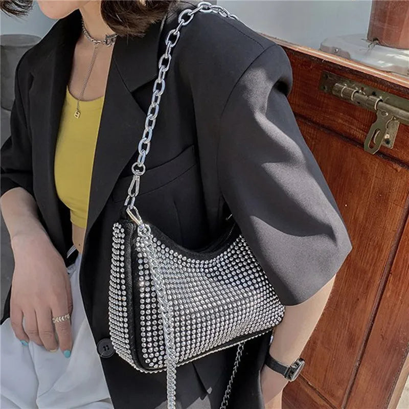 Light Bright Diamond Underarm Bag Chains Shoulder Messenger Bag