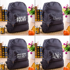 Foldable Backpack Sports Travel Hiking Bag Text Print Outdoor Pack