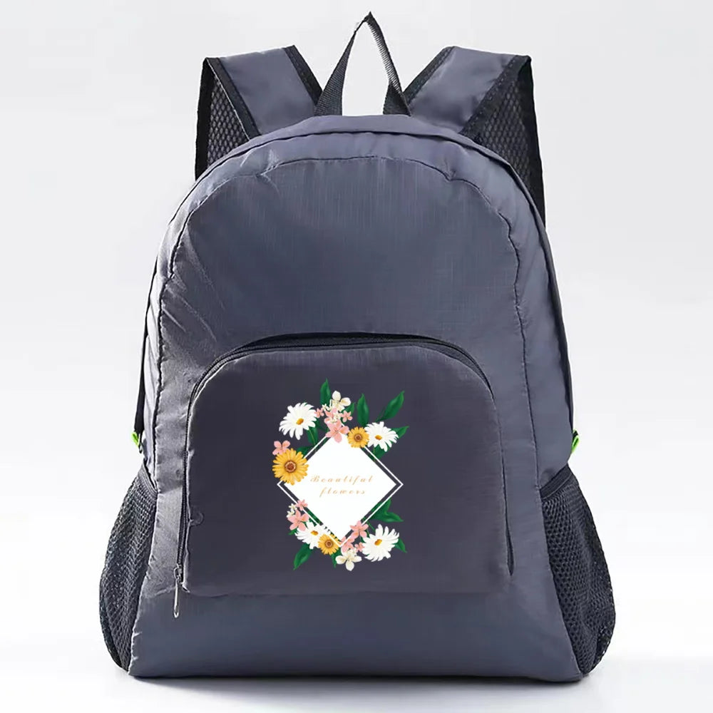 Portable Foldable Backpack Ultralight Climbing Travel Hiking Bag Daisy Pattern