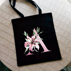 Lily Letter Print Women Shopping Bag Canvas Shoulder Eco Handbag
