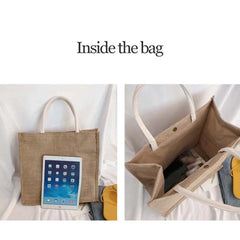 Linen Handbag Women's Short Travel Bag Minimalist Bohemian Beach Bag