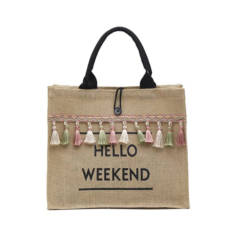 Large Capacity Linen Tote Bag for Women Handbags