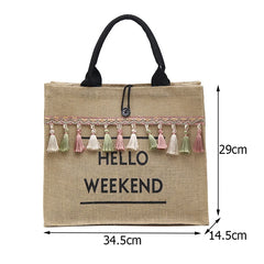 Large Capacity Linen Tote Bag for Women Handbags