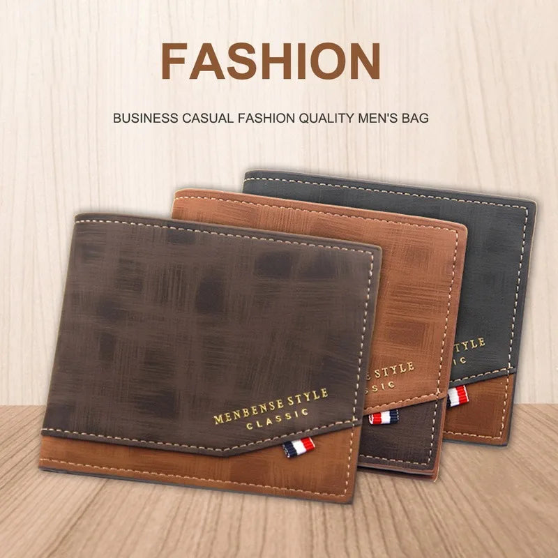 Men's Short Leather Wallet Vintage Money Bag Business Wallet