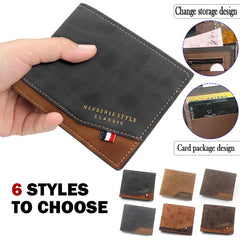 Men's Short Leather Wallet Vintage Money Bag Business Wallet