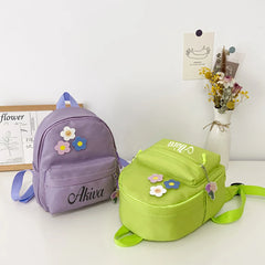 Little Flower Name Kids Backpack Nylon Kindergarten Schoolbag