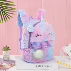 Kids Plush Animal Backpack Cute Cartoon Design Adjustable Zipper Closure