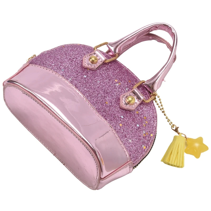 Sequins Princess Crossbody Bag Mini Satchel For Girls Kids (Pink)
