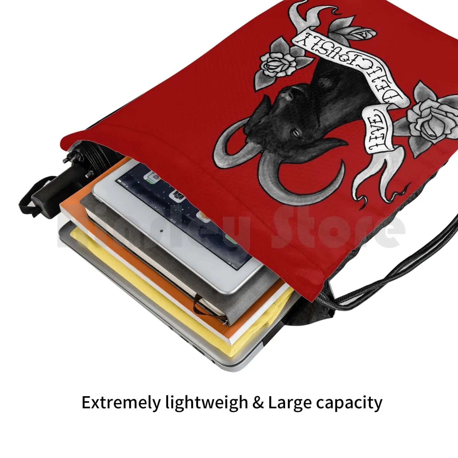 Live Deliciously Phillip Backpack Drawstring Bag Gym Waterproof Vvitch
