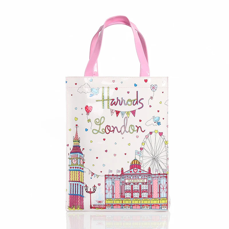 London Style Eco Friendly Flower Shopper Bag Waterproof Tote Handbag
