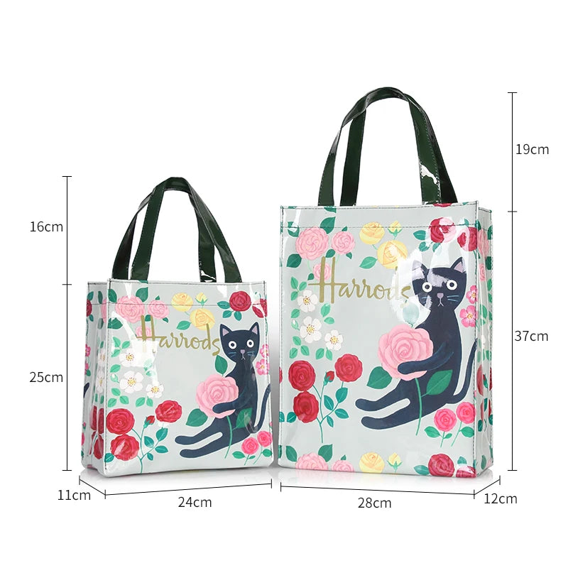 London Style Eco Friendly Flower Shopper Bag Waterproof Tote Handbag