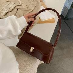 Long Underarm bag PU Leather Metal Hasp Lock women's Shoulder bag