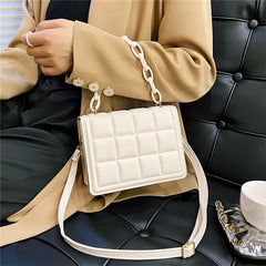 LongKeeper Embossed Flap Crossbody Bag Thick Chain Square Mini Handbags
