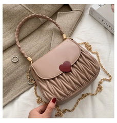 Love Pattern Messenger Handbags Women PU Leather Top-Handle Bag