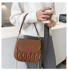 Love Pattern Messenger Handbags Women PU Leather Top-Handle Bag