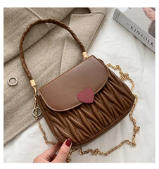 Love Pattern Messenger Handbags Women PU Leather Top-Handle Bag