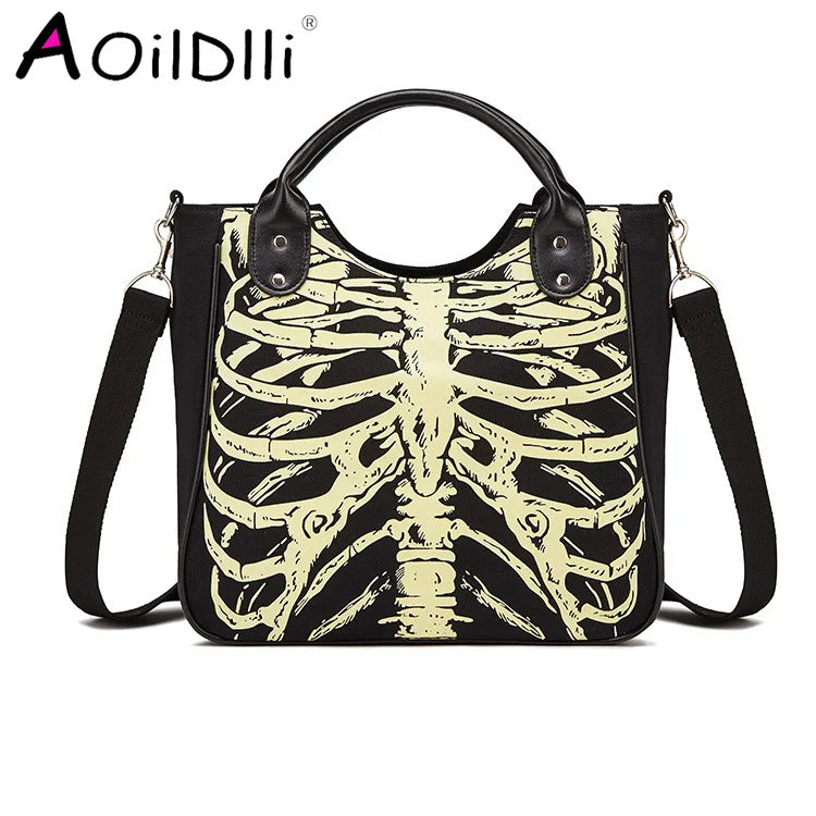 Gothic Skeleton Bones Skulls Tote Bag