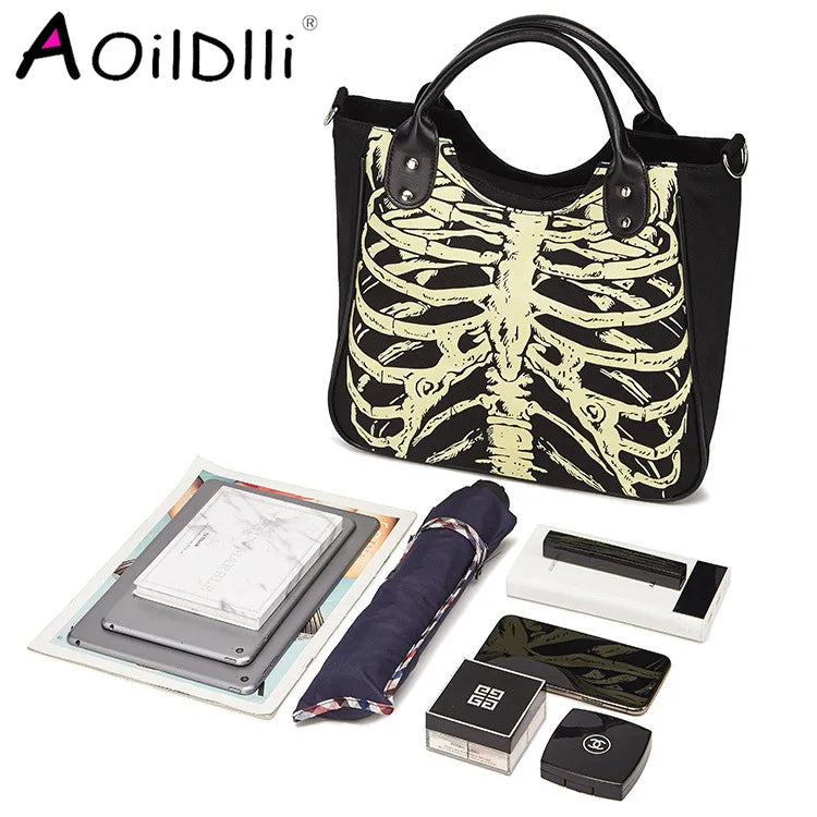 Gothic Skeleton Bones Skulls Tote Bag
