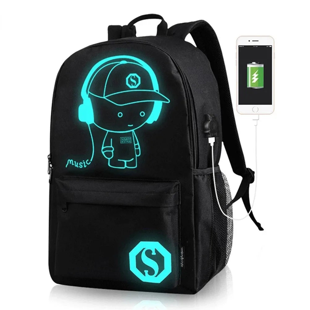 Luminous USB Backpack Anti-theft Laptop Backpack for Students